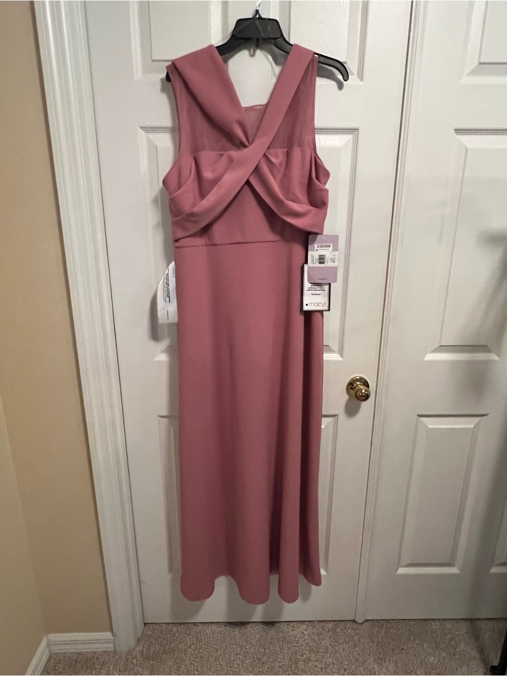 JS Collections Dusty Rose Sleeveless Maxi Dress with Twisted Bodice